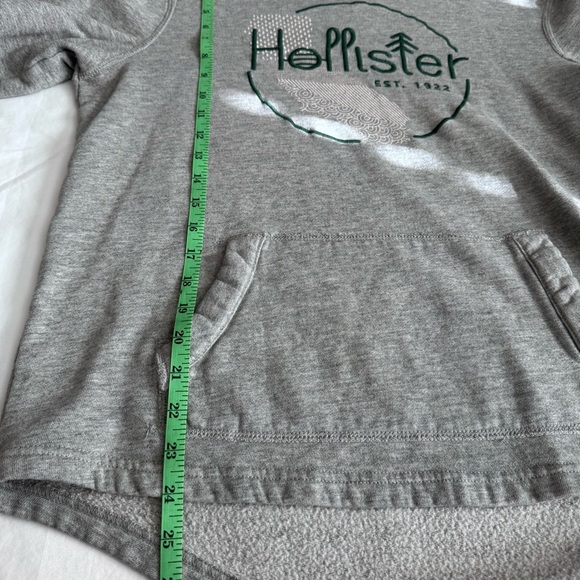 Hollister Gray Hoodie with Embroidered Graphic in Dk‎ Green Stitching, Small - Picture 5 of 15